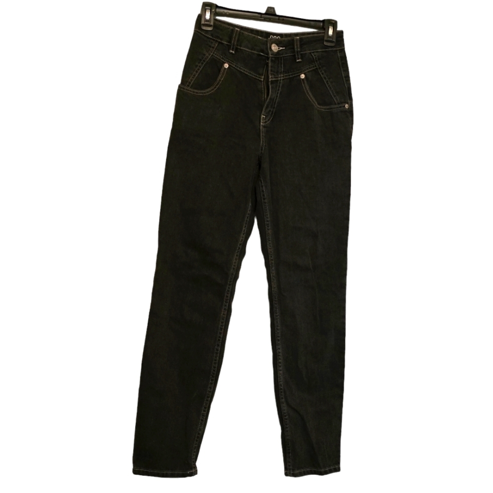 BDG black jeans contrasting stitch details broken zipper
